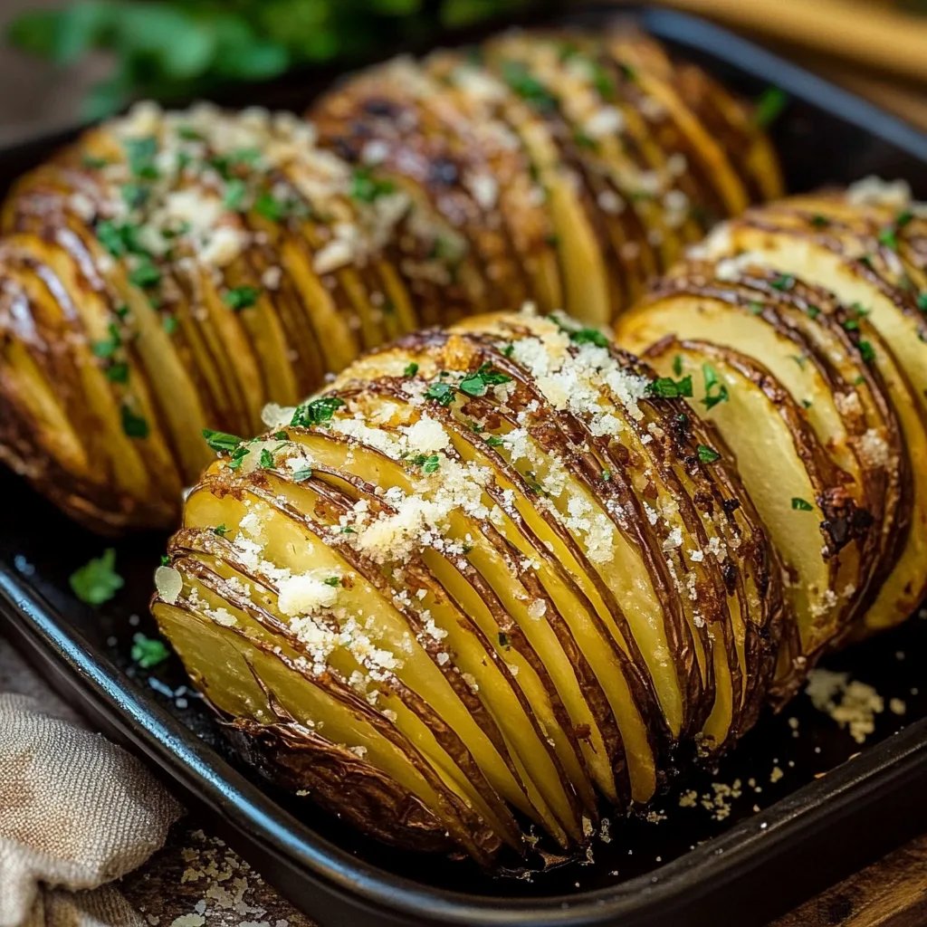 Knusprige Knoblauch-Parmesan-Hasselback-Kartoffeln