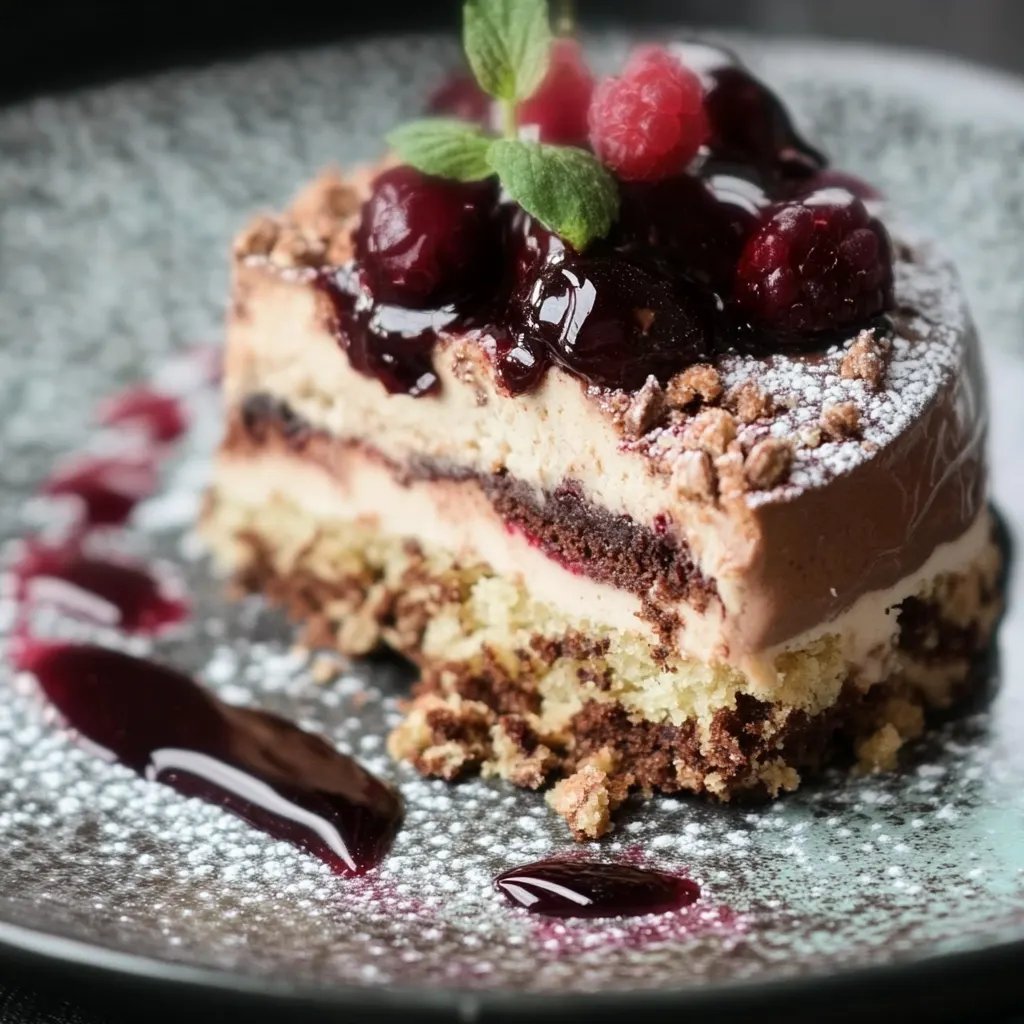 Nuss-Nougat-Torte mit Kirschen