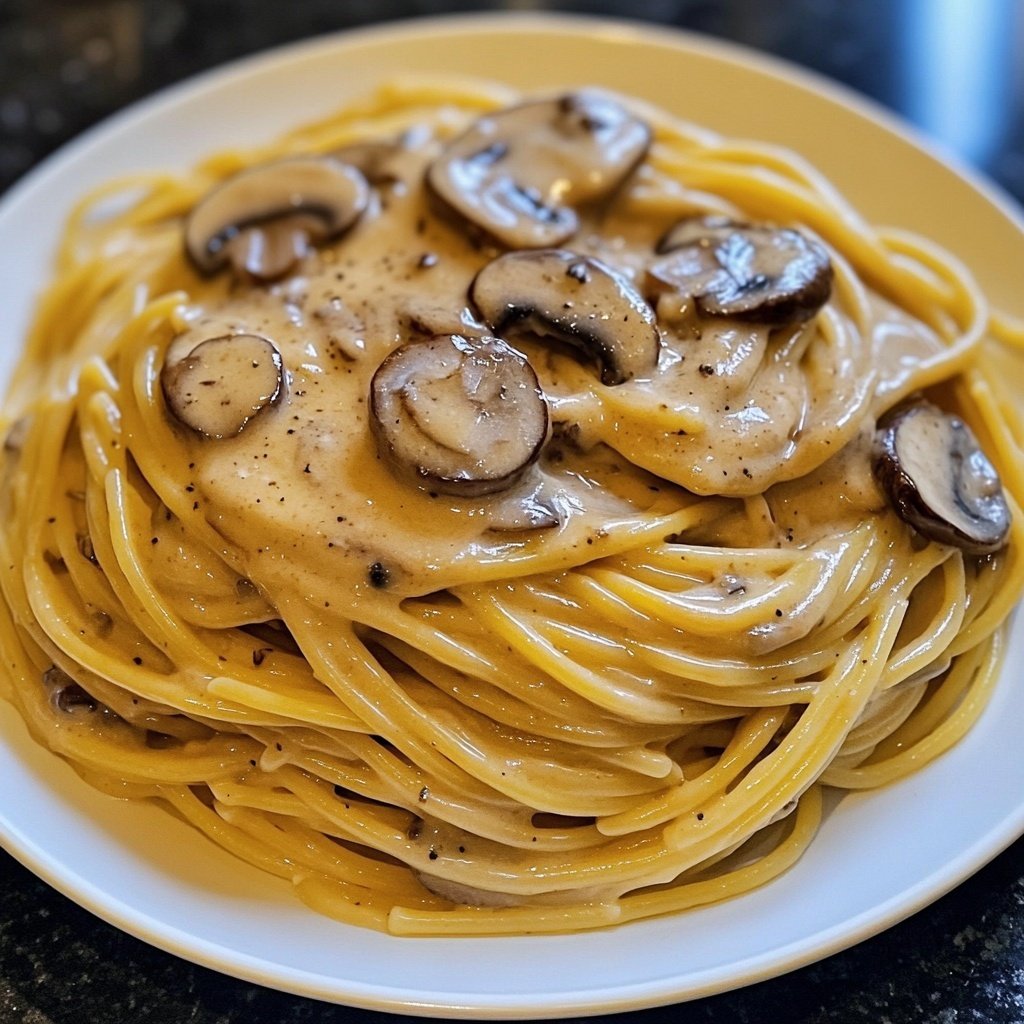 Spaghetti mit cremiger Pilzsauce