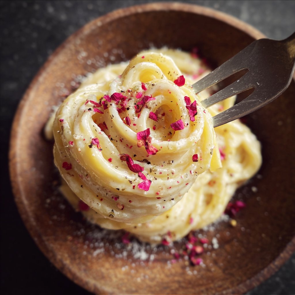 Pasta für zwei mit Sahne und rosa Pfeffer
