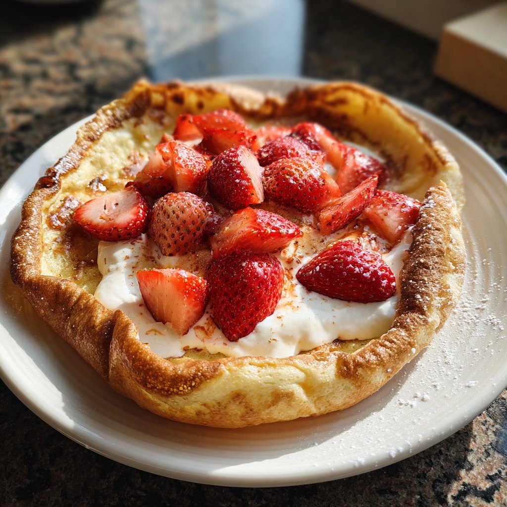 Pfannkuchen mit Quark und Erdbeeren