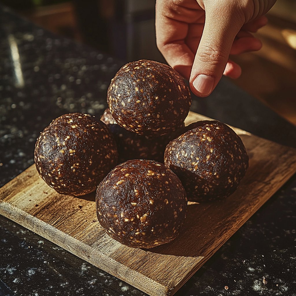 Protein Bällchen mit Kakao und Datteln