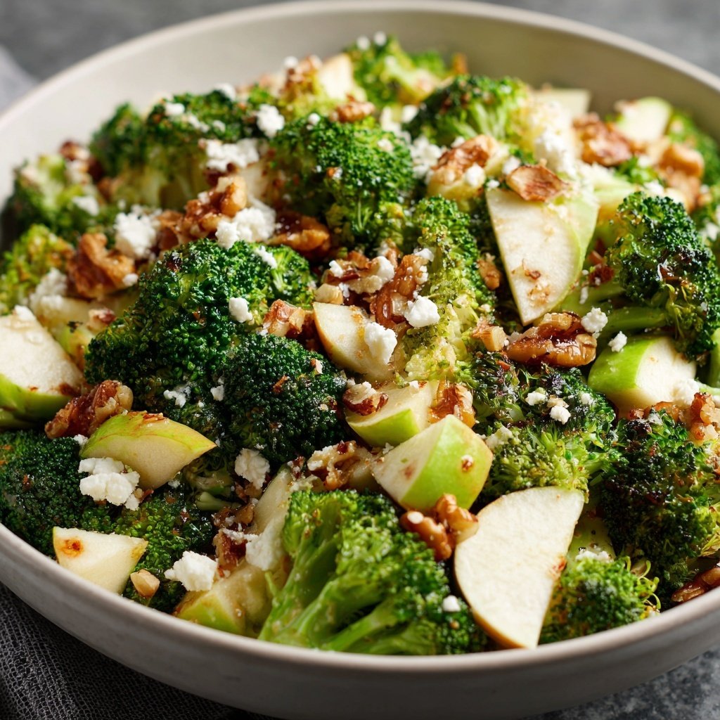 Brokkoli-Salat mit Äpfeln, Nüssen & Feta – Knackig & frisch