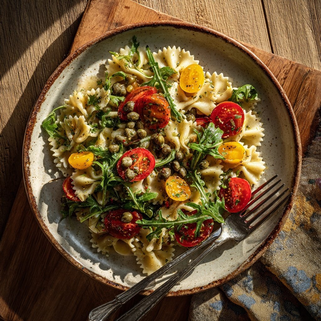 Mediterraner Nudelsalat Mit Kapern
