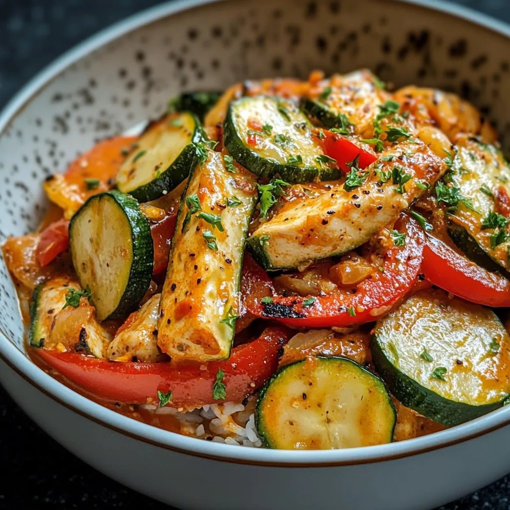 Cremiges Paprika-Zucchini-Hähnchen