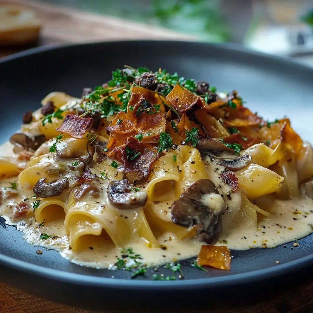 Pasta mit Pfifferlingsoße Bandnudeln