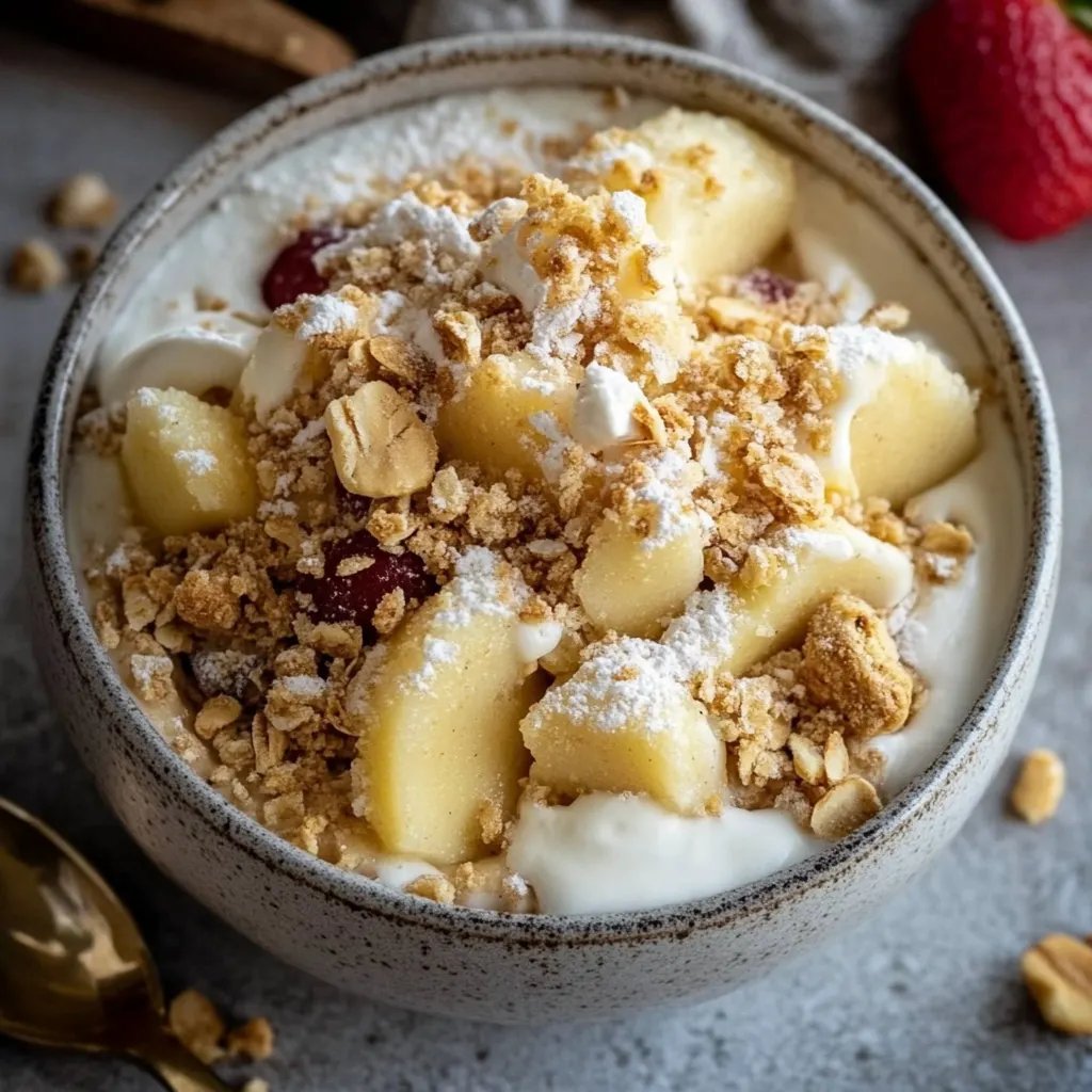 Bratapfel Crumble auf Zimtcreme